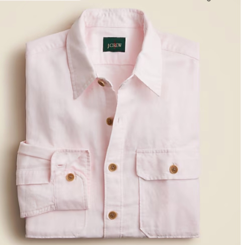 J. CREW LINEN/COTTON TWILL - LARGE NEW W/TAGS   PINK